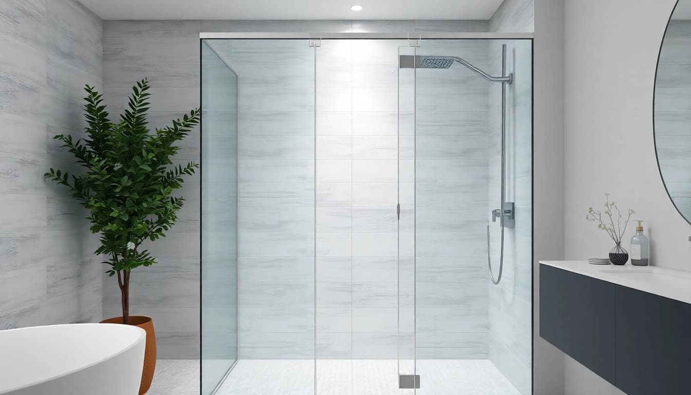 Showcasing a modern wet room shower screen highlighting elegant design and functionality