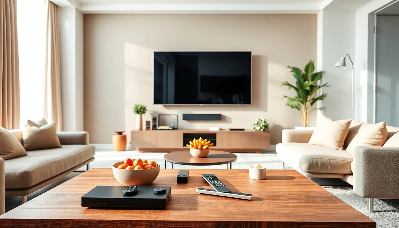 Streamlined iron tv setup in a contemporary living room, showcasing modern elegance.