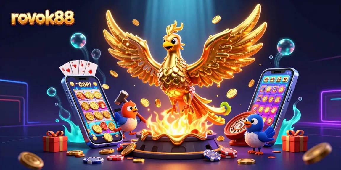 Experience thrilling gameplay with rokok88, as golden coins erupt from a mobile slot game screen.