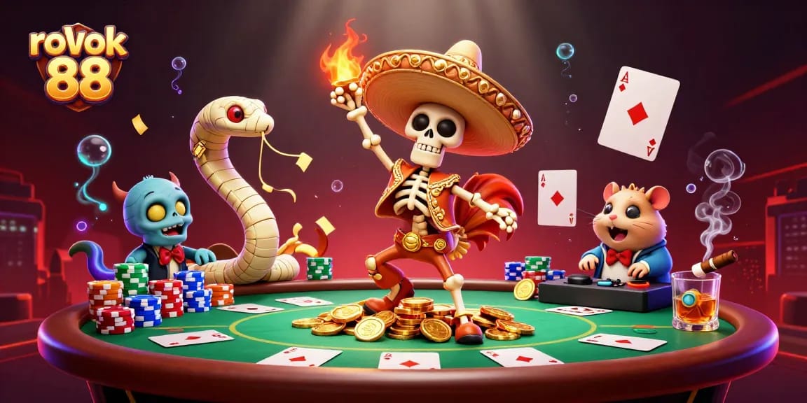 Experience thrilling gameplay with rokok 88 as skeleton mariachi celebrates on gold coins.