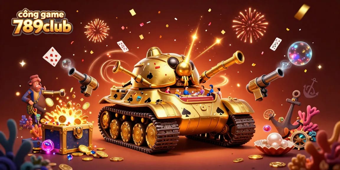 Experience the thrill of cổng game 789club with an engaging 3D casino illustration featuring vibrant game elements and characters.