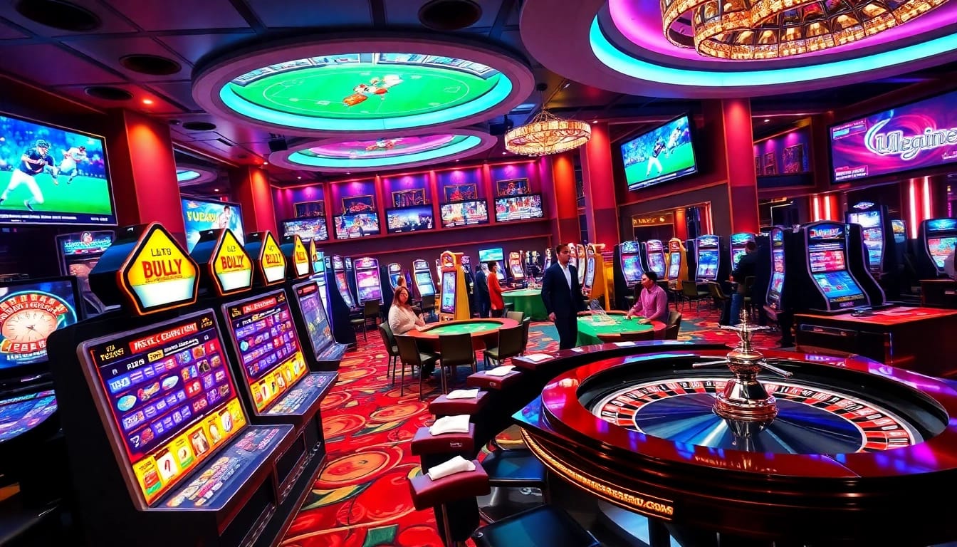 Exciting gaming atmosphere at hello88win.live with vibrant casino interiors.