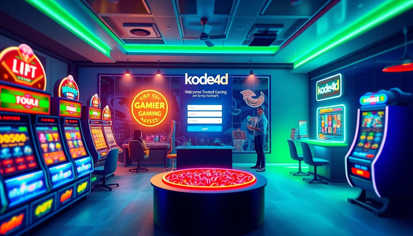 Engaging Kode4d link gaming scene showcasing vibrant slot machines and customer service.