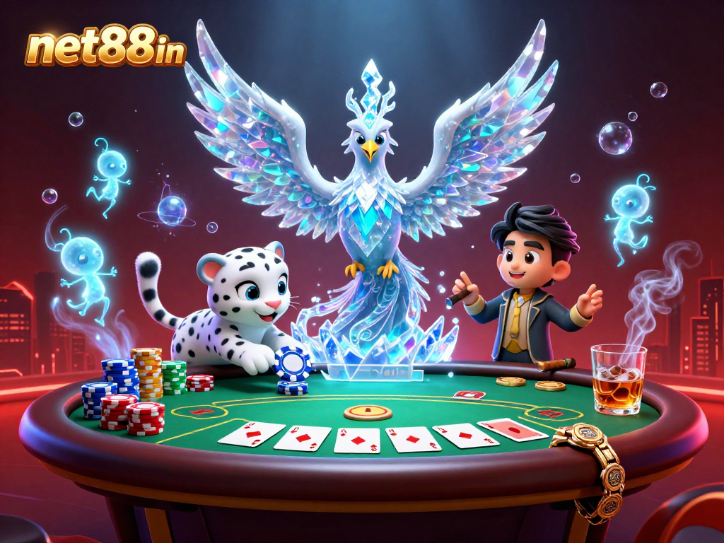 Experience vibrant gaming action with net88in's captivating casino illustration.