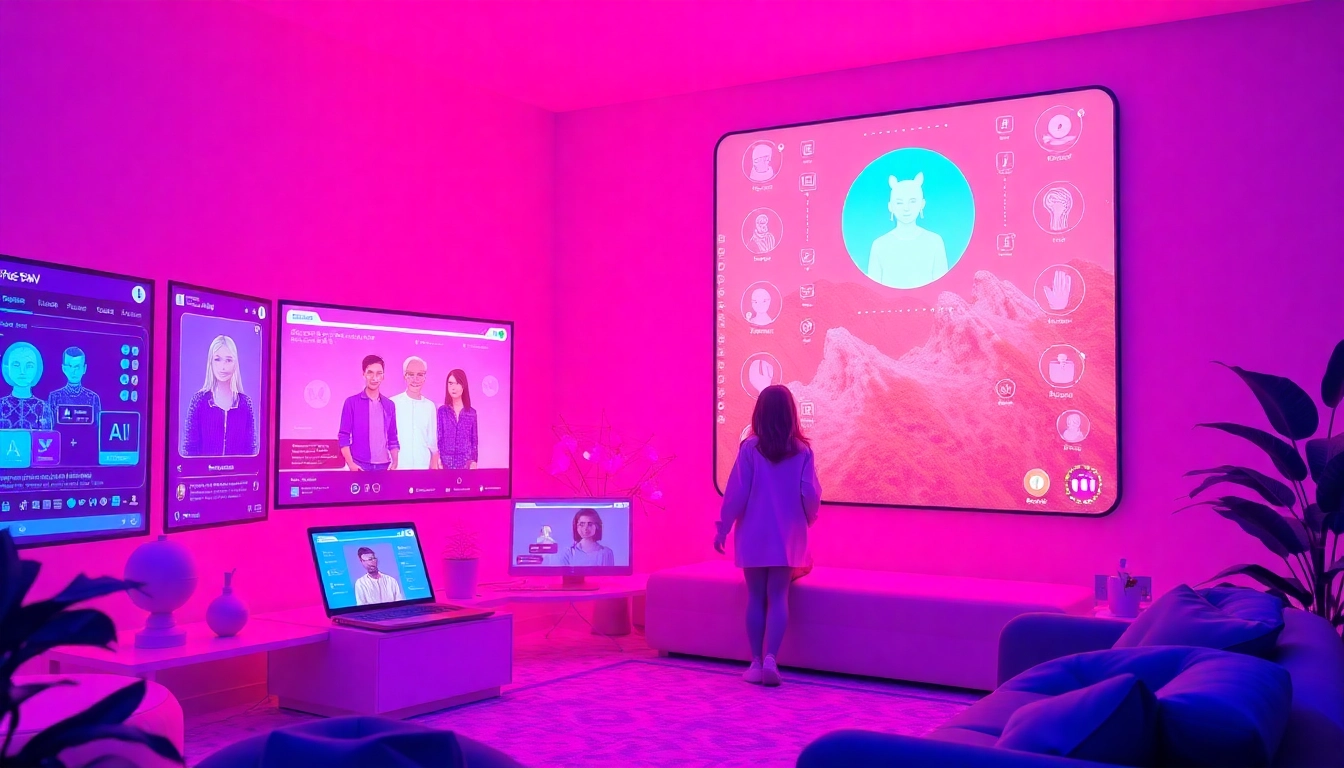 Engaging NSFW AI platforms showcasing interactive character models in a vibrant digital landscape.