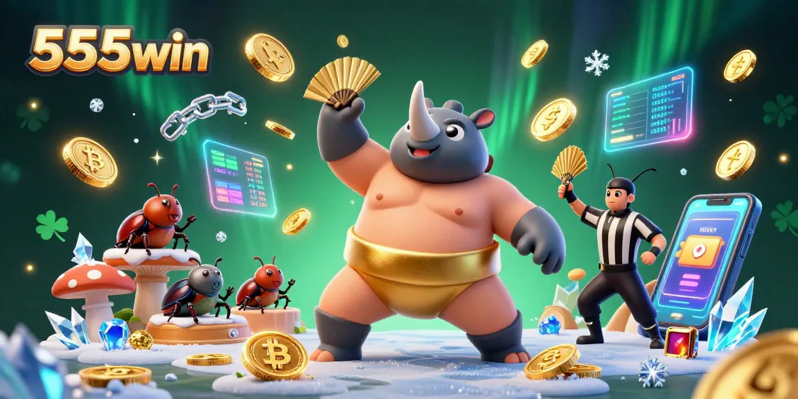 Experience thrilling 555win moments as the sumo beetle champion stomps and sends coins flying!
