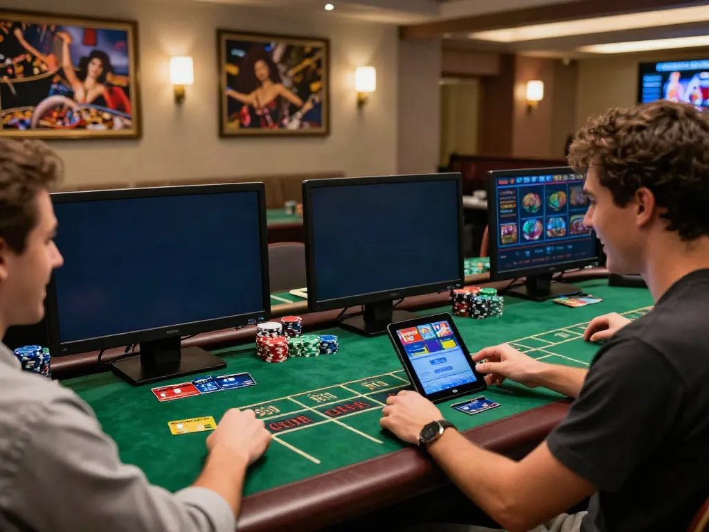 Player enjoying online casinos that accept credit cards with vibrant games and credit cards on the table.