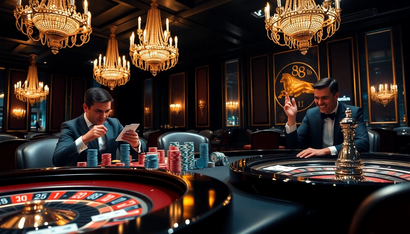 88i players enjoying an upscale casino experience at an elegant poker table.