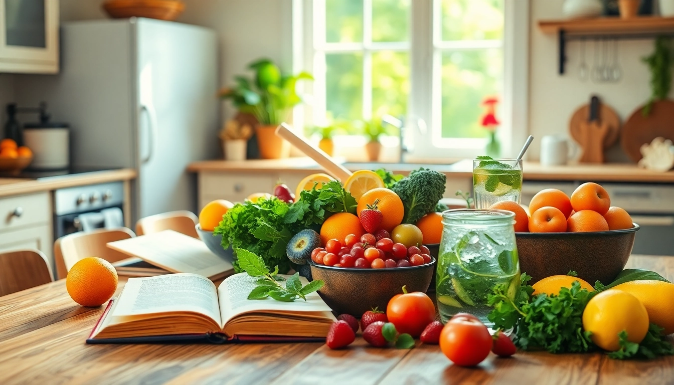 Vibrantly display Healthy Food options, including fresh fruits and vegetables, inspiring healthy eating.