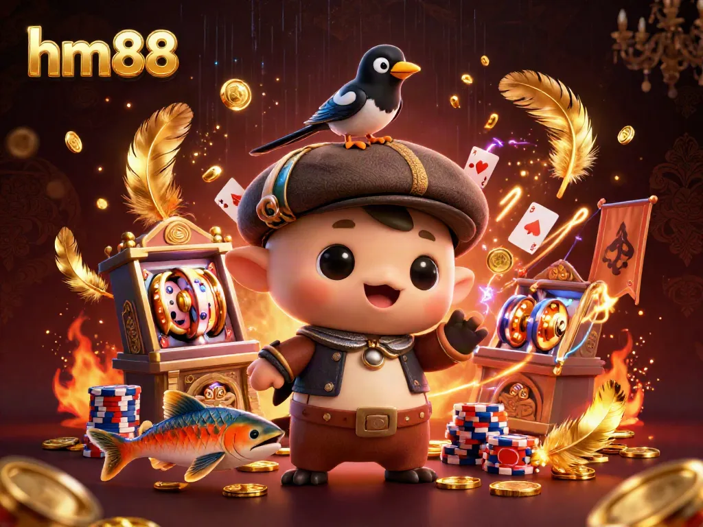 Engage in thrilling gameplay at hm88 with 3D cartoon baby Nessie and casino elements.