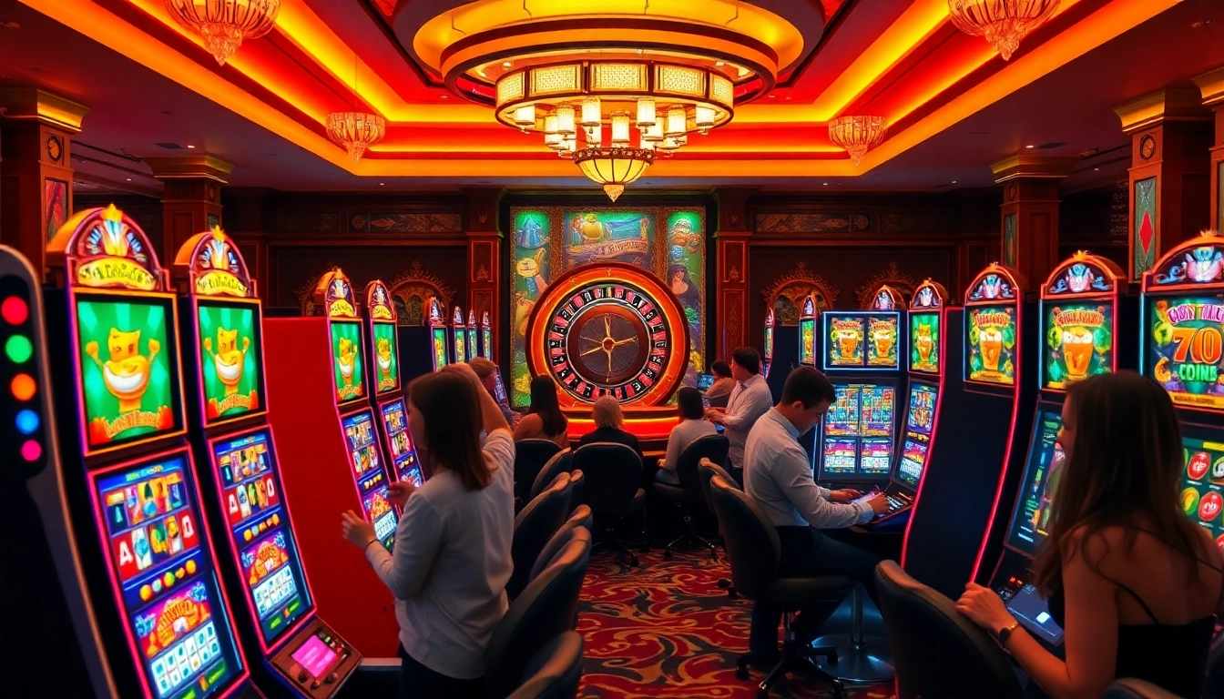 Experience the thrill of Slot Gacor with vibrant slot machines and enthusiastic players.