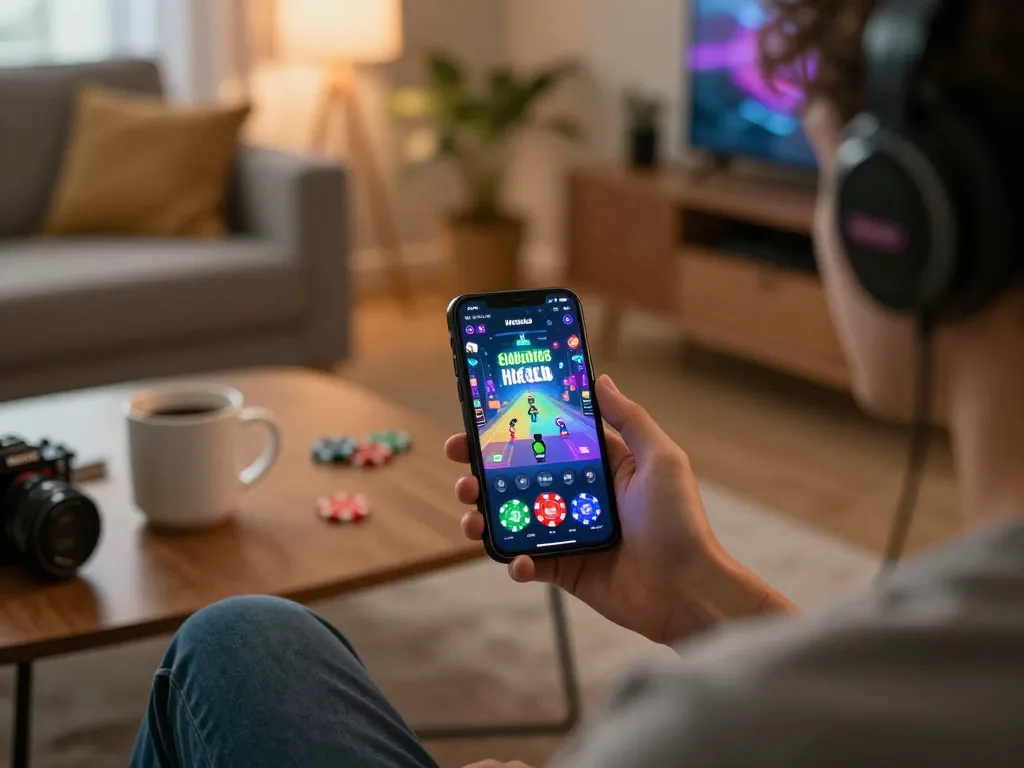 Engaging with the Hitclub app for online gaming in a cozy and comfortable home setting