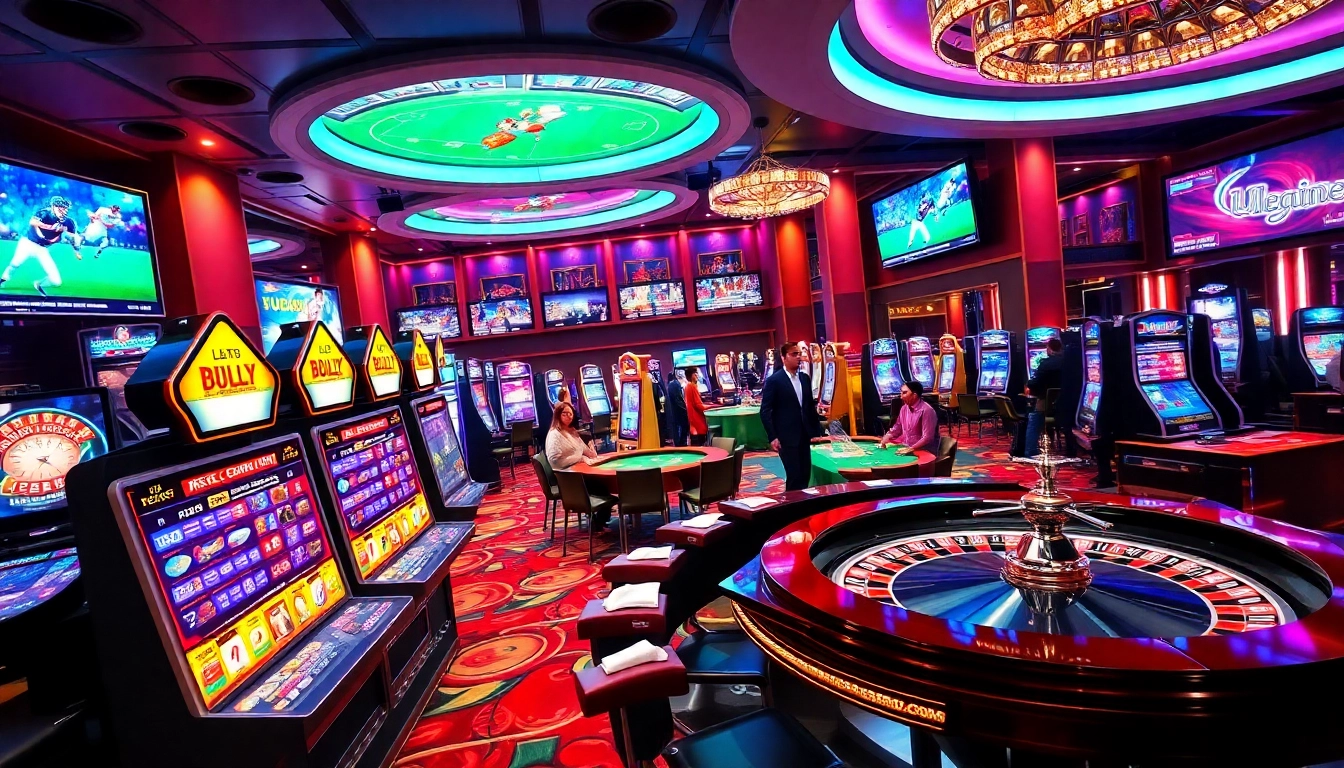 Exciting gaming atmosphere at hello88win.live with vibrant casino interiors.