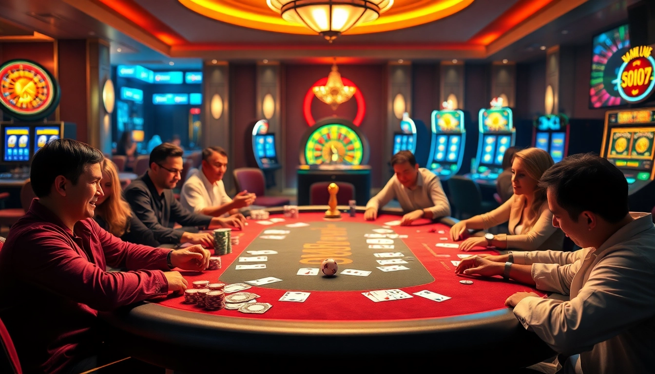 Engaging poker game atmosphere at https://mm88.forex/, featuring vibrant cards and lively players.