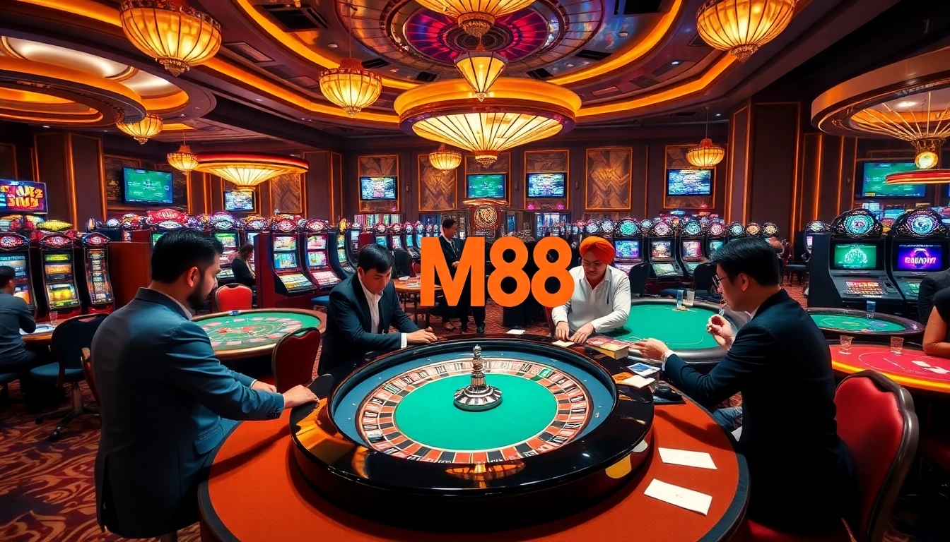 Experience the thrill of betting at MM88.bar with vibrant casino games and players enjoying roulette.