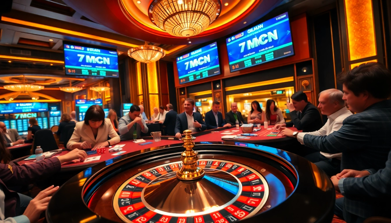 Experience the thrill of 7mcn live betting at an elegant casino table with vibrant chips and cards.