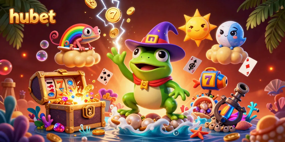 Experience magic at hubet with a whimsical storm of coins and colorful casino elements.