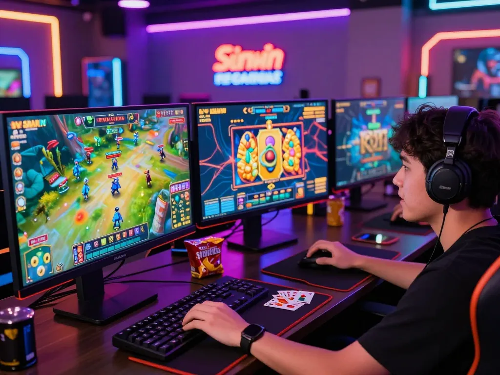 Engaging player at Sunwin gaming interface, showcasing thrilling online gaming experience with vivid graphics.
