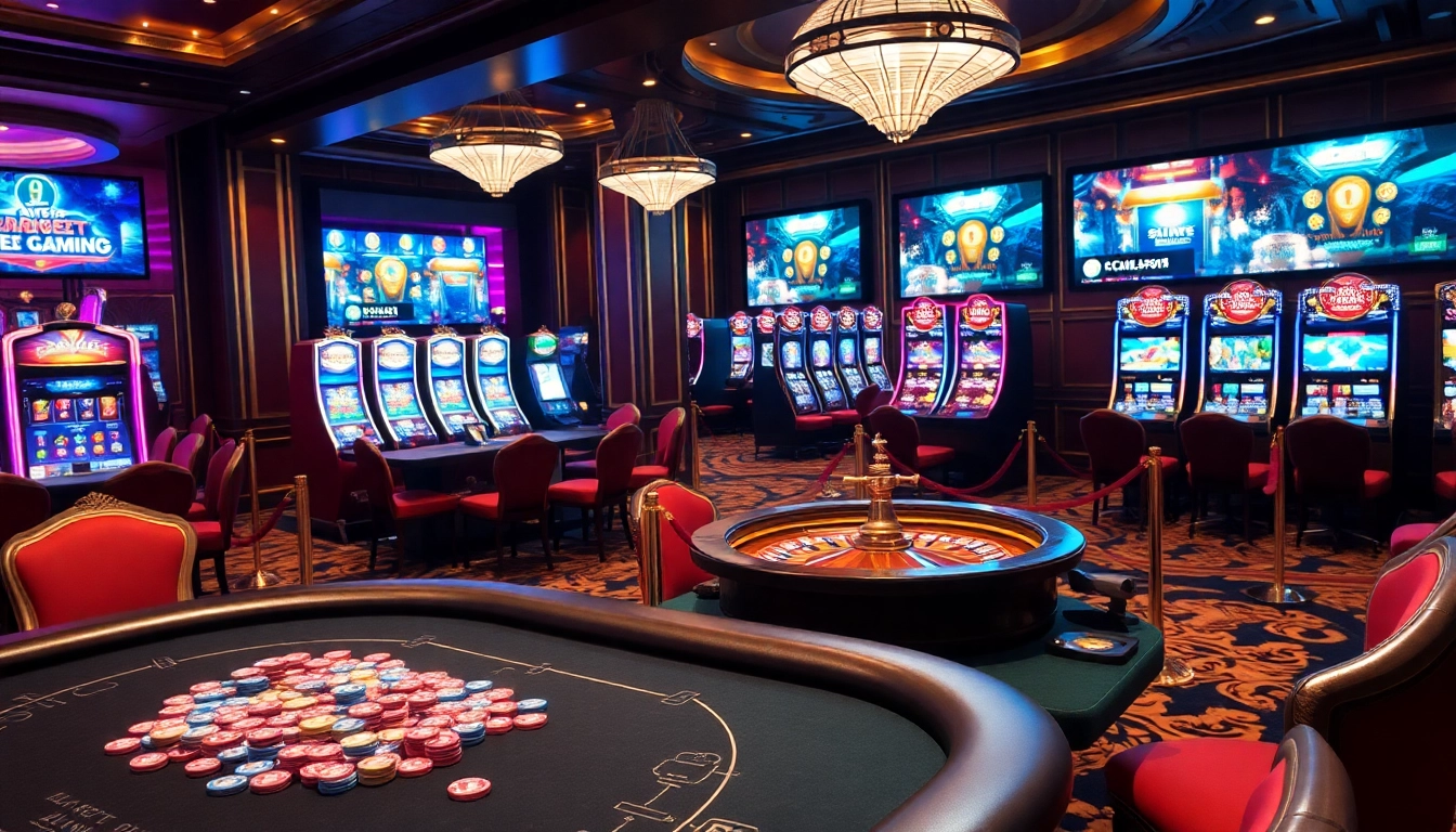 A vibrant casino scene with poker chips and slot machines reflecting the excitement of gambling at https://888now.ru.com/.
