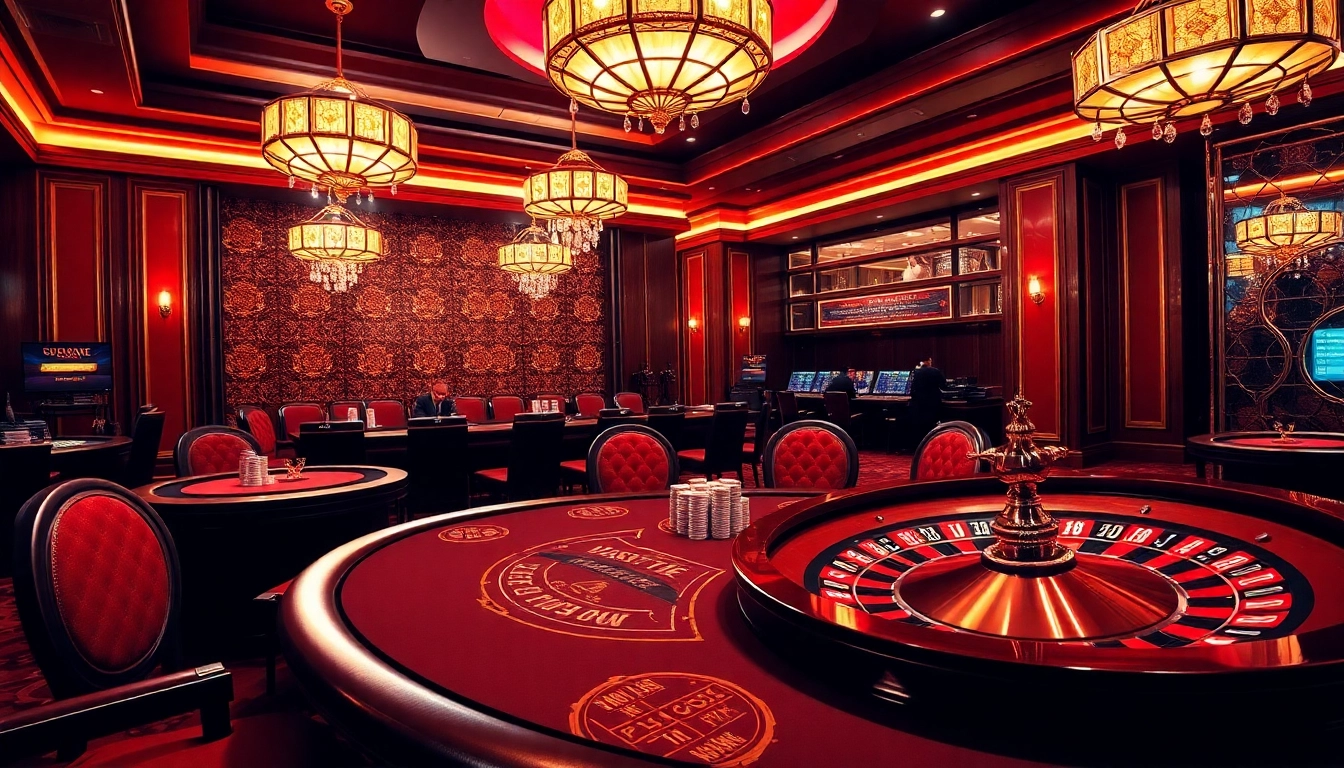 Experience the excitement at ev882.sa.com with a luxurious casino table filled with intense players and vibrant decor.