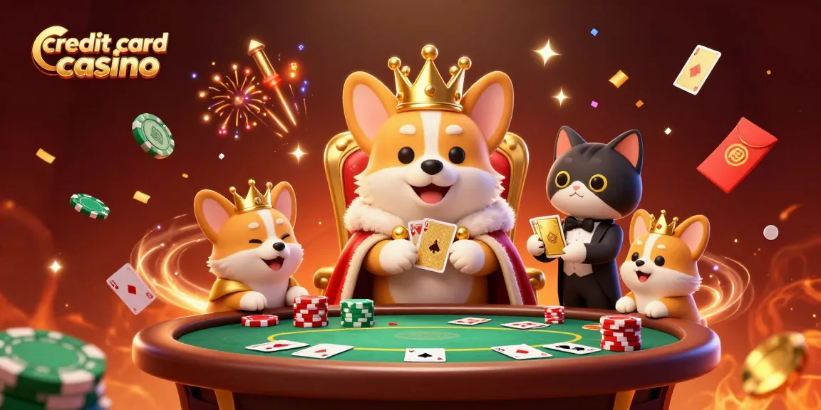 Experience the thrill of a credit card casino with royal corgis and dynamic gaming elements.