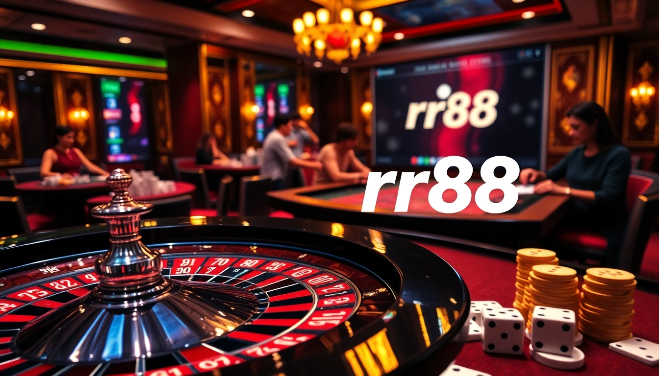 Experience thrilling gameplay at rr88 with vibrant casino tables and poker chips.