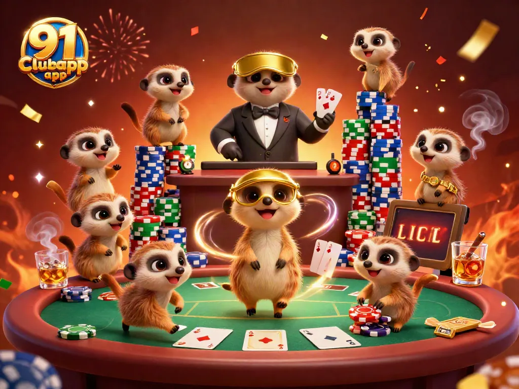 Experience exciting gaming with the vibrant 91 club app casino scene featuring meerkats in action.