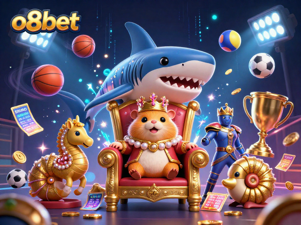 o8bet promotes exhilarating sports betting with dynamic elements and vibrant characters in a market-leading illustration.
