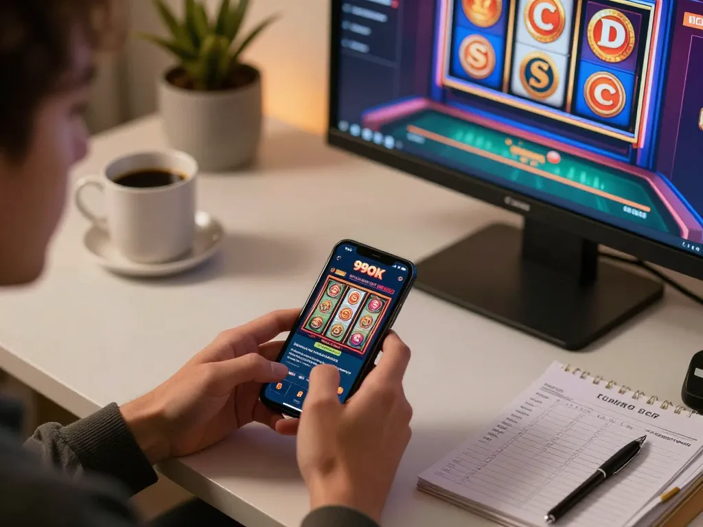 Players strategize and place bets via smartphone on 99ok lừa đảo while enjoying online gaming in a cozy setting.