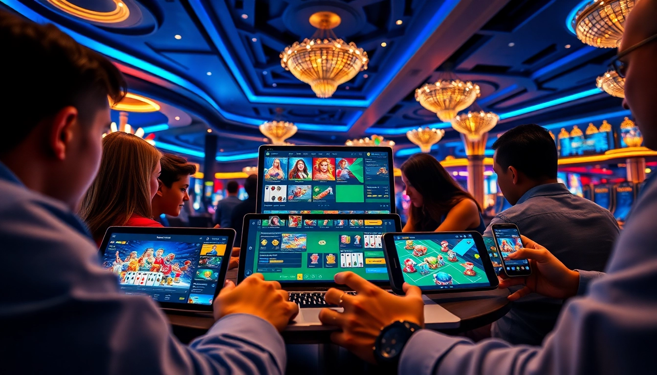 Immersive online gambling experience at tk88win.live with diverse players engaging in popular casino games.