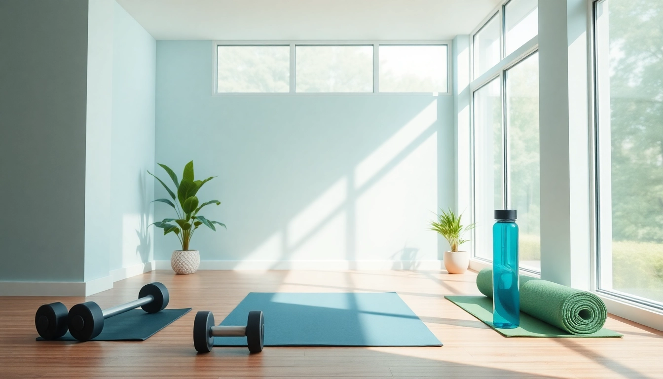 Inspiring weight loss journey with a serene home gym setup.