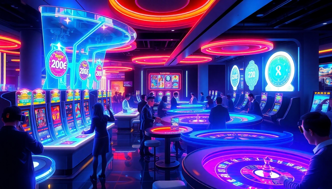 Experience new technology in a futuristic casino with holographic games and virtual dealers.