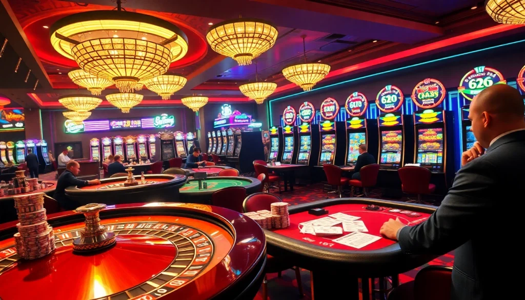 Experience CM88 at the casino: a thrilling scene of players rolling dice and spinning the roulette wheel.