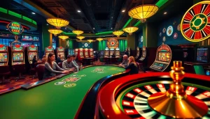 Engaging players at the doaslot online casino showing poker action and slot machines.