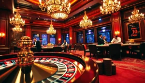 Experience the thrill of kjc xx88 with dynamic poker chips and roulette wheels in a luxurious casino setting.