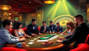 Experience thrilling poker action at ww88 com, where players engage at a luxurious casino table.