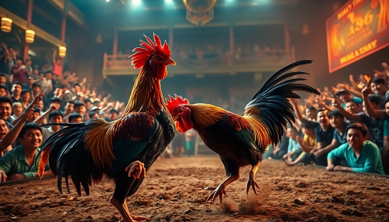 Live cockfighting action at dagawin.live with passionate audience engagement and thrilling competition.