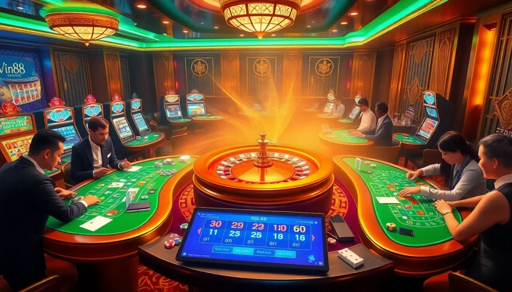 Experience the thrill of Vin88 with vibrant casino games and luxury gaming elements.