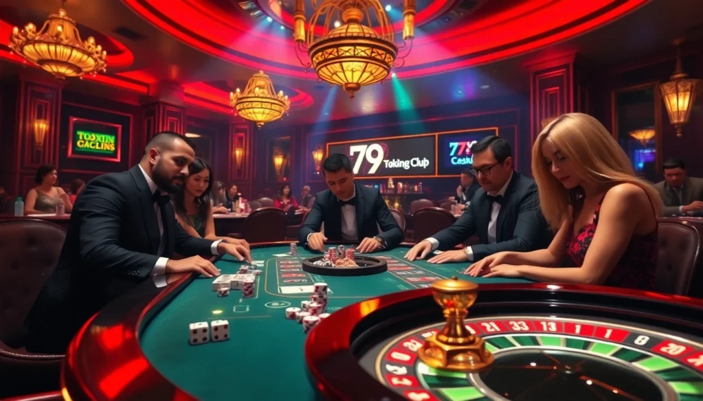 Players immersed in action at the vibrant 79king club casino table.