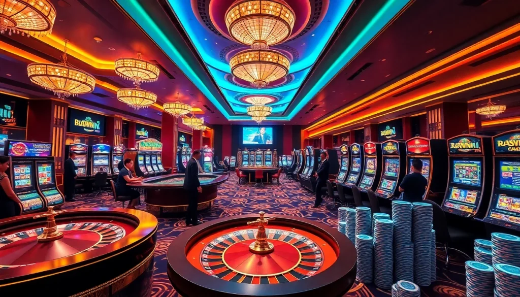 Exciting casino scene showcasing gaming elements as players enjoy tải sunwin.