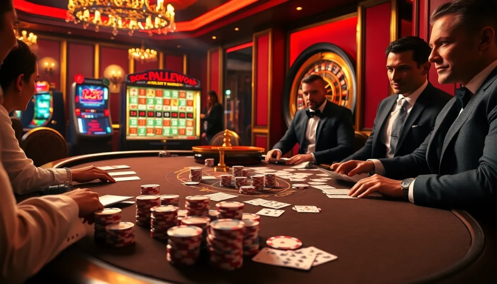 High-stakes poker game scene at https://gamemanclub.wiki, showcasing chips and an elegant casino atmosphere.