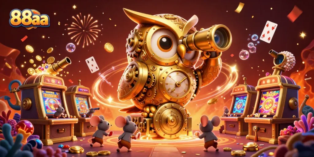 Engage with the exciting world of 88aa slots featuring a dynamic casino scene with vibrant characters.