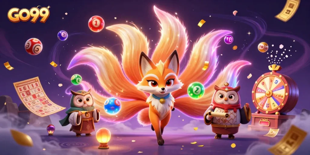 Experience thrilling gameplay with GO99's vibrant casino scene featuring dynamic elements and enchanting characters.